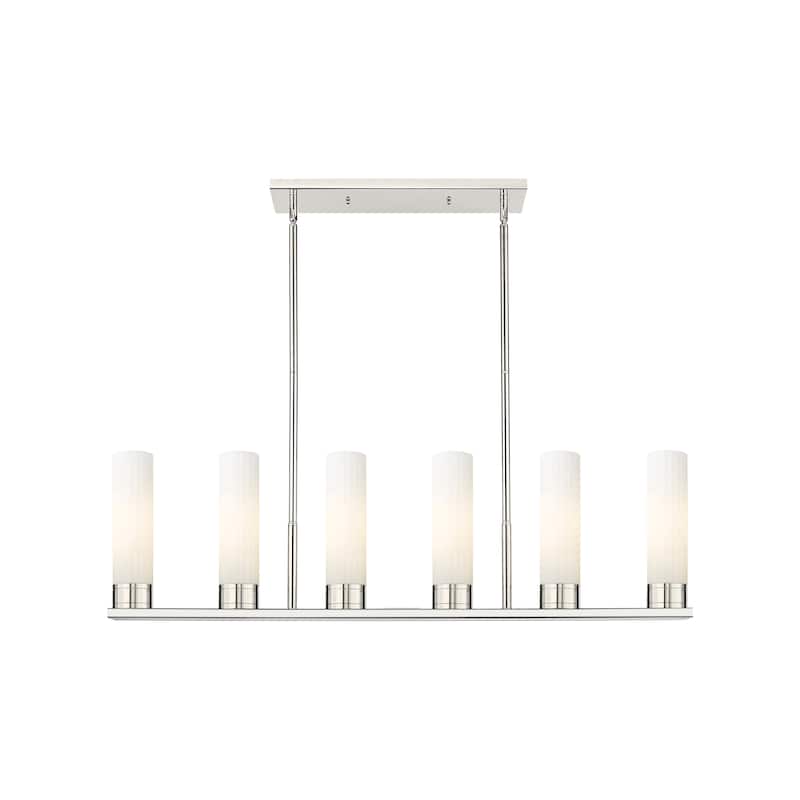 Innovations Lighting Empire - 6 Light 8" Stem Hung Linear Pendant - Polished Nickel/Matte White