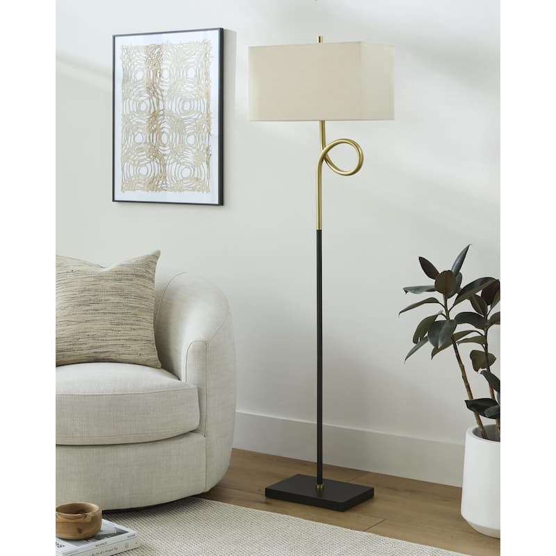 Livabliss Manila Traditional Accent Floor Lamp - 61"H x 12"W x 12"D - Black