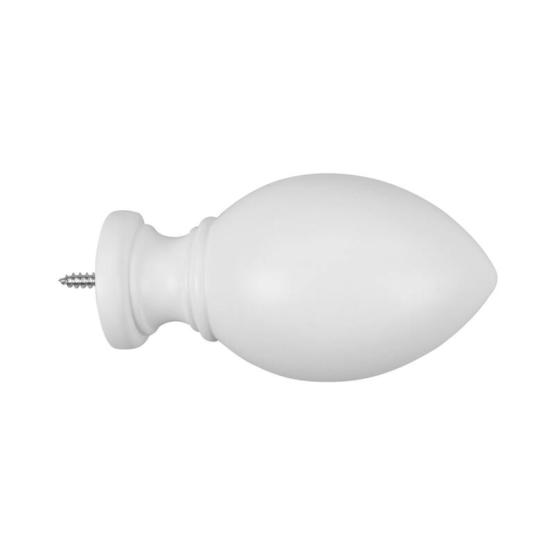 Mix & Match Wood Finials for Wood Curtain Rod (2-Pack) - Egg - White