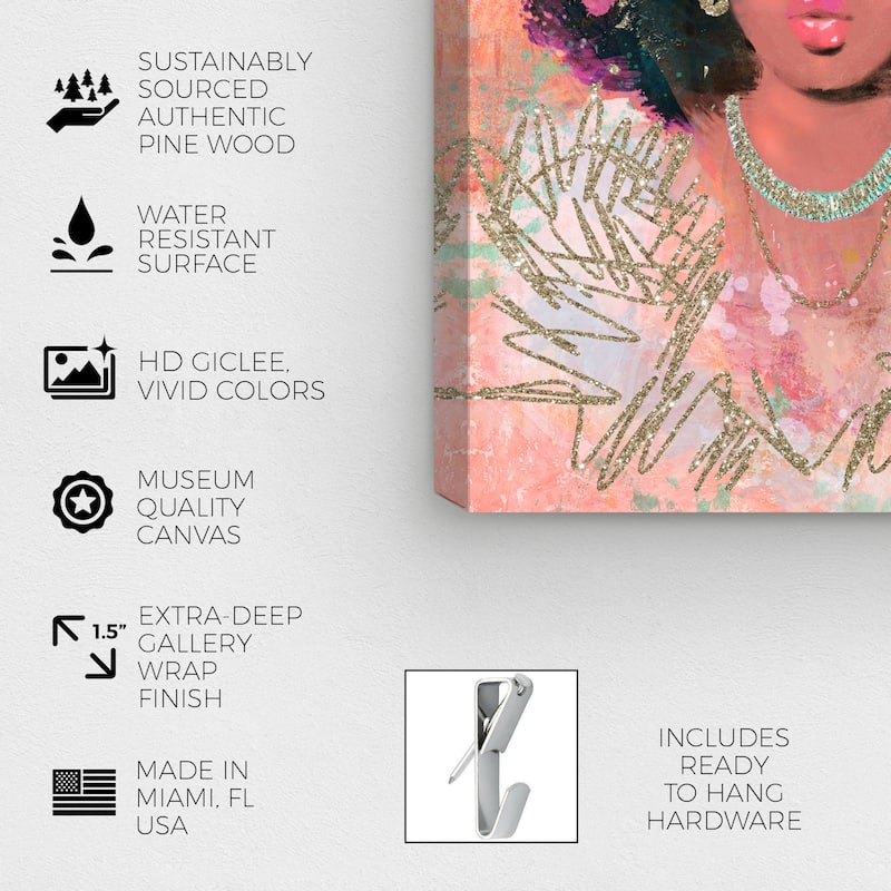 Wynwood Studio Fashion and Glam She's The One Brown and Metallic Gold Glam Wall Art Canvas Print