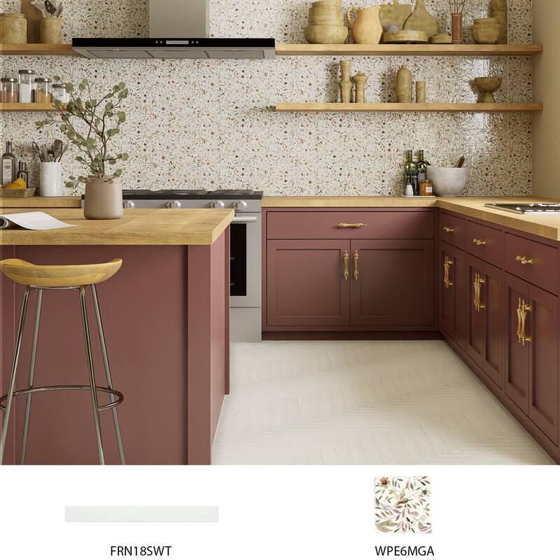 Merola Tile Sedona White 1-7/8" x 17-3/4" Porcelain Floor and Wall Tile