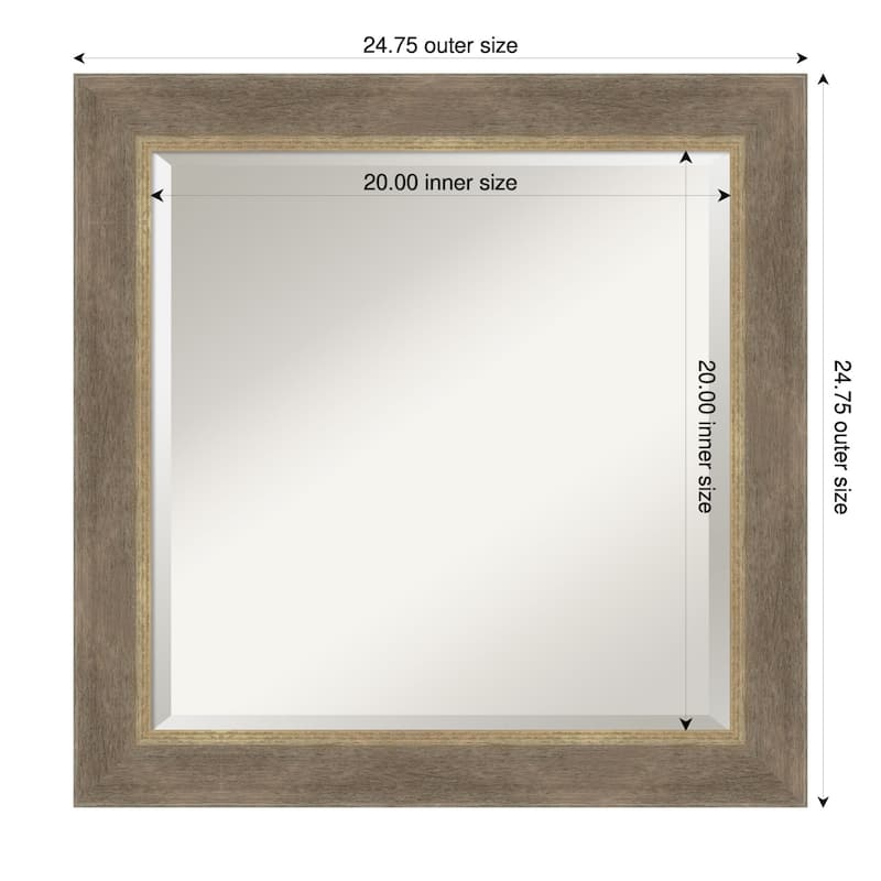 Driftwood Tan Beveled Wood Framed Wall Mirror - Driftwood Tan - 25 x 25 in