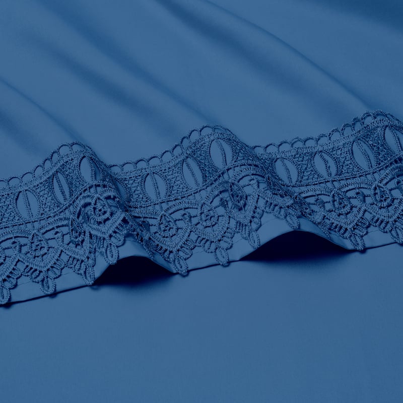 Bamboo Comfort Lace Crochet Embroidery 4 Piece Sheet Set