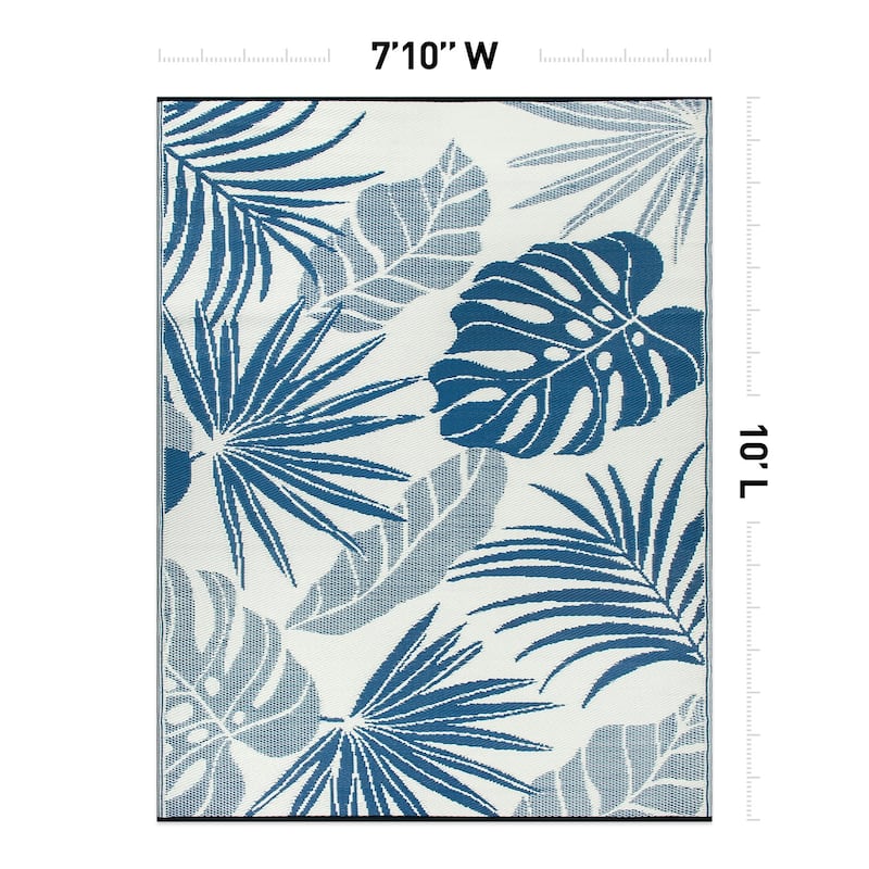 World Rug Gallery Tropical Floral Leaf Reversible Recycled Plastic Outdoor Rugs