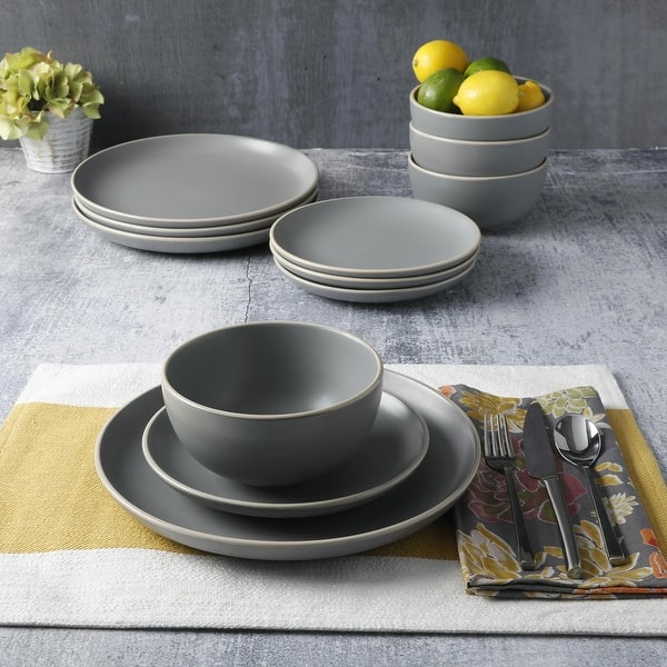 Better Homes and Gardens Zuri Matte 12 Piece Stoneware Dinnerware Set