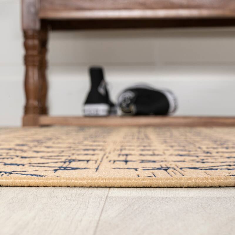 JONATHAN Y Lighting SMB108H-3 3' x 5' Polypropylene Moroccan - Beige / Navy