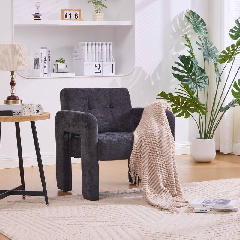 Modern Minimalist Casual Single Armchair Living Room, Bedroom, Office Area Upholstered Chair Comfortable Padded Armchair