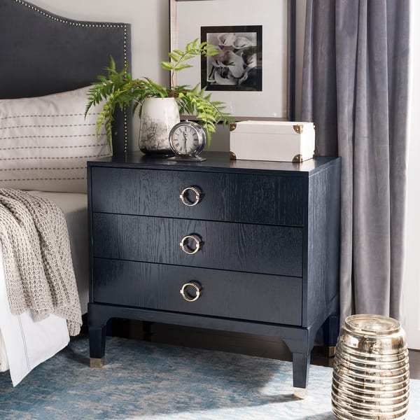 slide 2 of 7, SAFAVIEH Lorna Navy 3-drawer Night Stand
