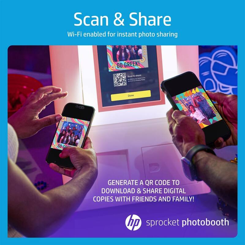 HP Sprocket Photobooth 3x4" Photo Printer (Pink) Bundle w/Zink Paper, Case, Screen Protector & More - Pink