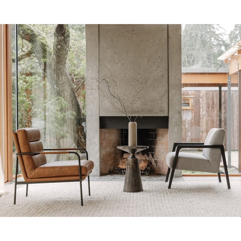Aurelle Home Rustic Leather and Iron Accent Chair