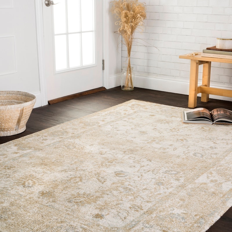 Alexander Home Verona Sea Floral Distressed Border Rug