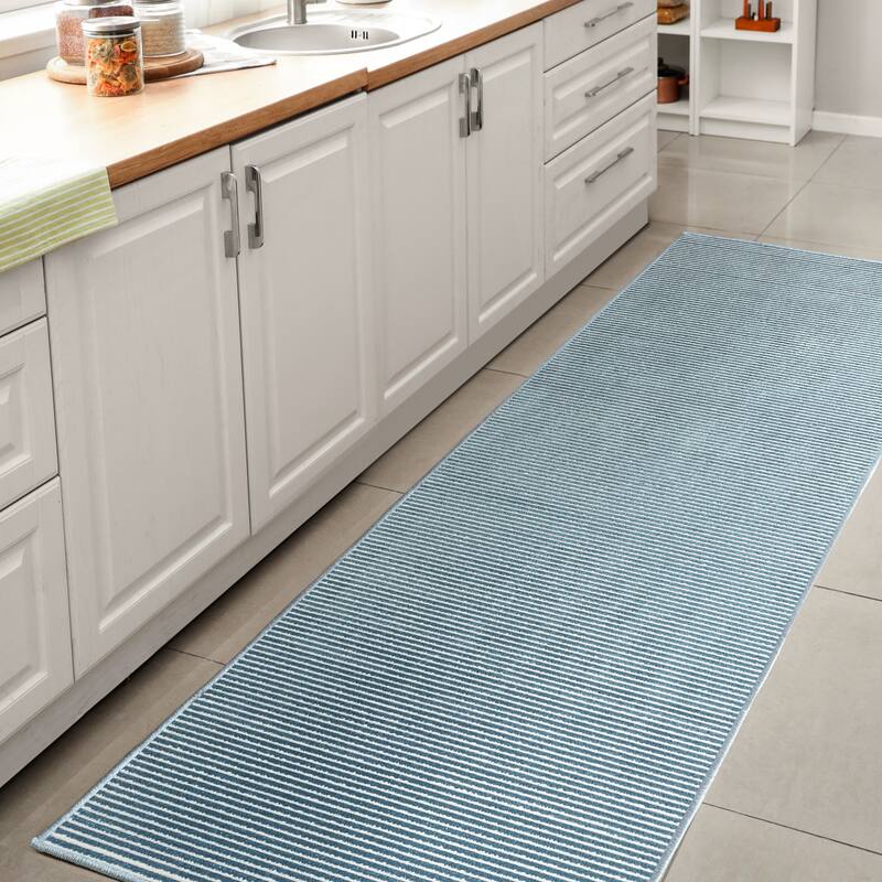JONATHAN Y Athens Modern Minimalist Pinstripe High-Low Rug