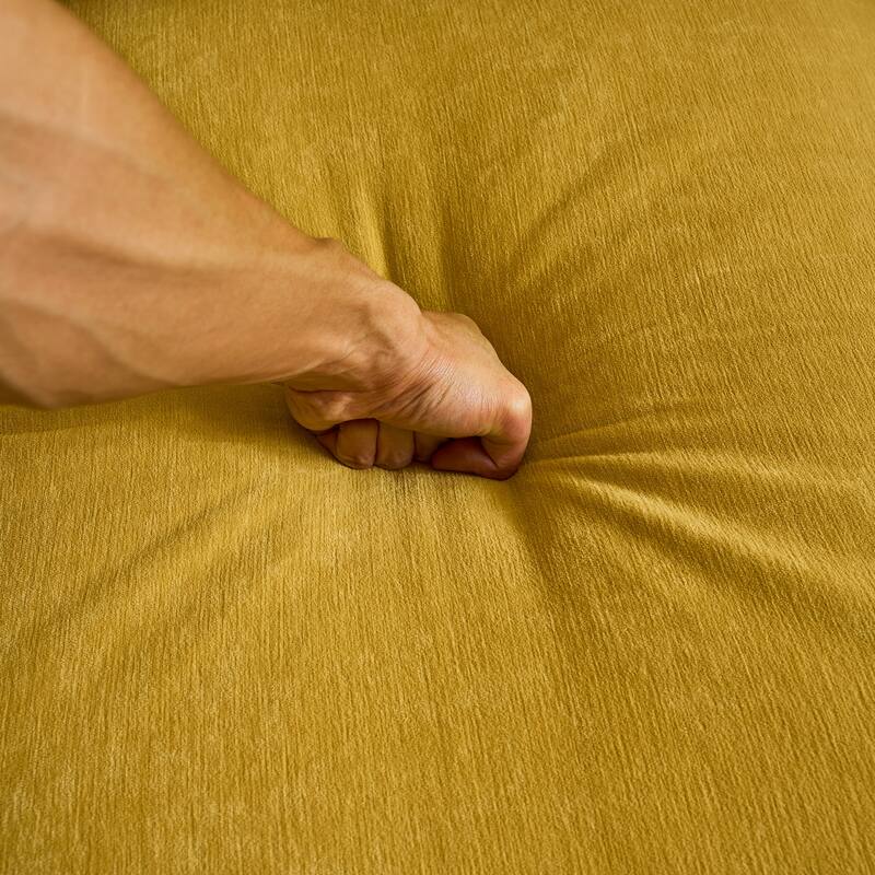 82.6" Yellow Velvet L-Shaped Sectional Sofa for Living Room