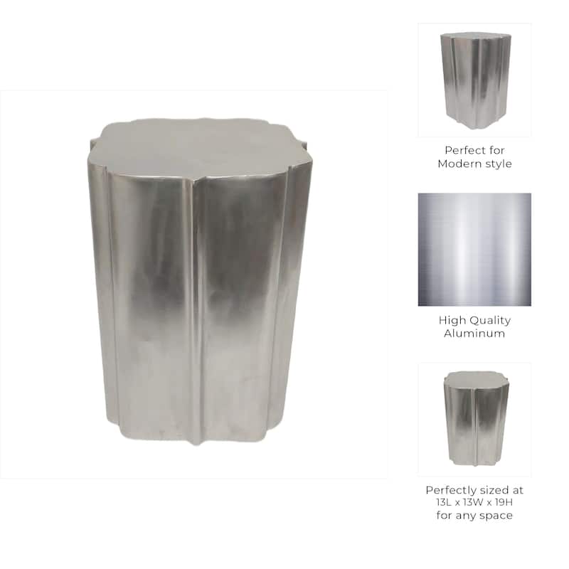Aluminum Side Table Sculpted Base Modern Narrow Spaces Home Decor