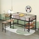 preview thumbnail 2 of 10, Twin Size Metal Loft Bed with Desk and Shelves Black