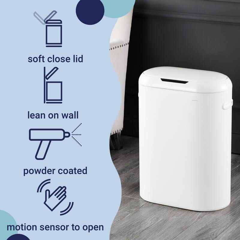 happimess Robo Kitchen 13.2-Gallon Slim Oval Motion Sensor Touchless Trash Can with Touch Mode