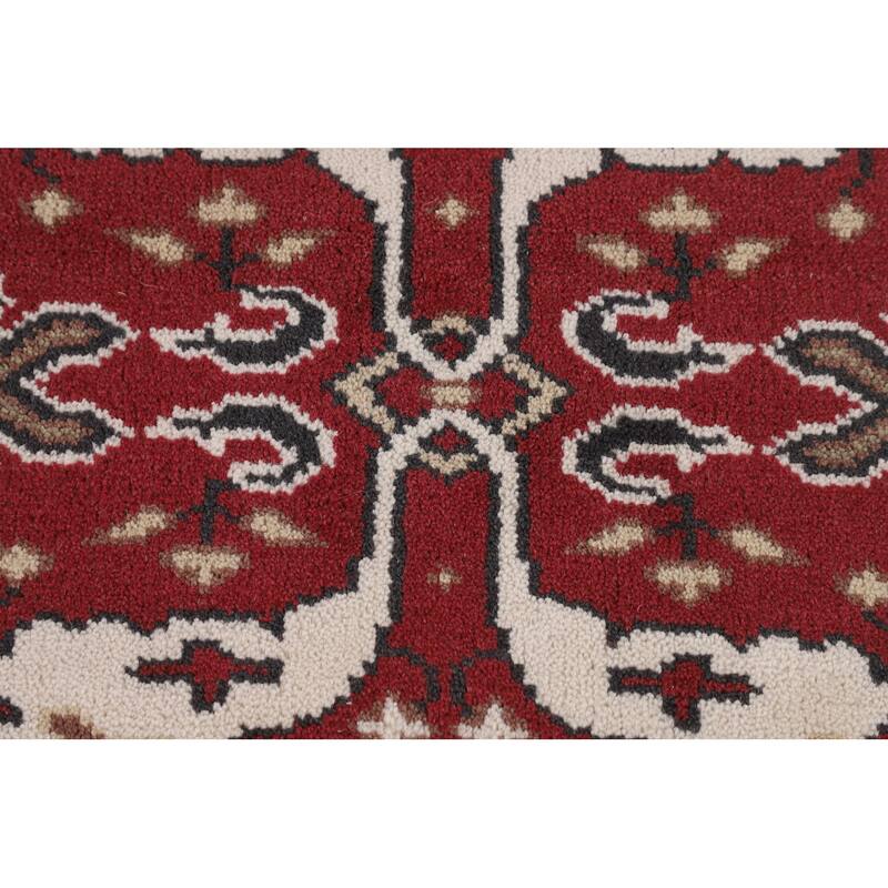 Red & Ivory Oushak Indian Runner Rug Hand-Knotted Wool Carpet - 2'9"x 7'10"