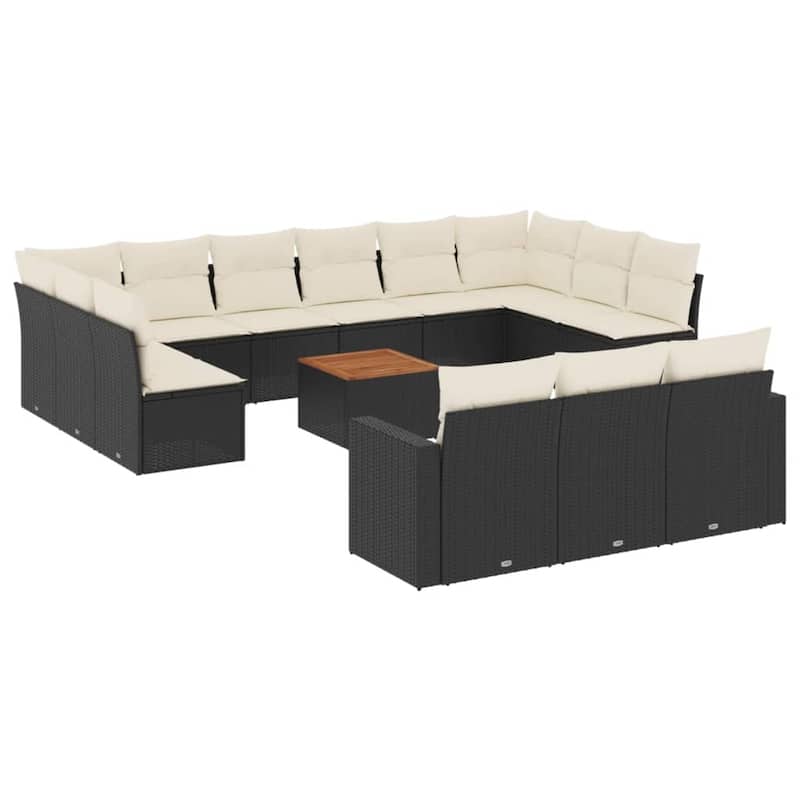 vidaXL Patio Sofa Set with Cushions Outdoor Furniture 14 Piece Poly Rattan - 21.7 x 21.7 x 14.6
