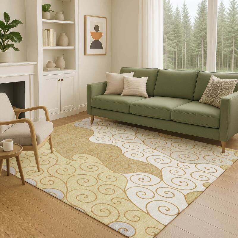 Machine Washable Indoor/ Outdoor Swirly Chantille Rug