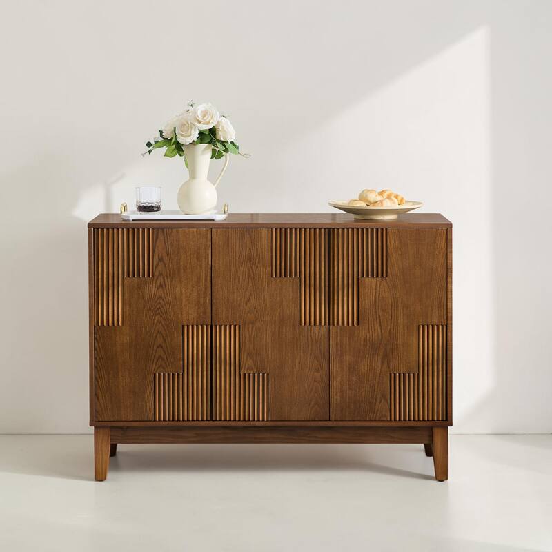 44 Inch Mid Century Modern Buffet Cabinet with Adjustable Shelves, Farmhouse Sideboard Storage Cabinet