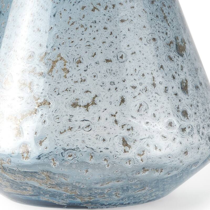 7" Blue Seeded Glass Round Table Vase - 7.80