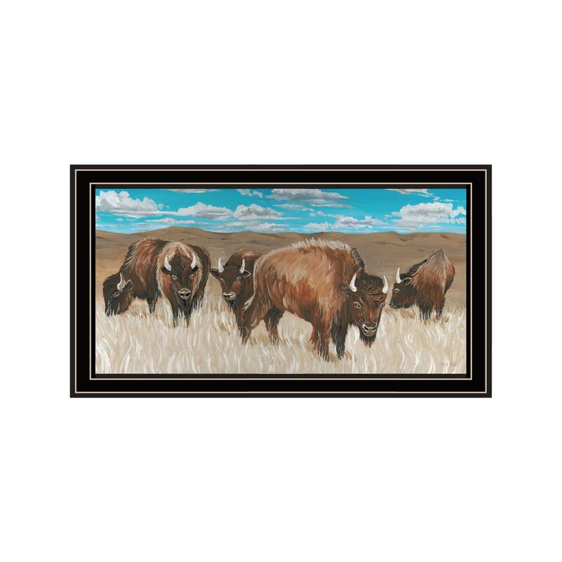 TrendyDecor4U "Bison Herd 1" Framed Print Wall Art - Multi
