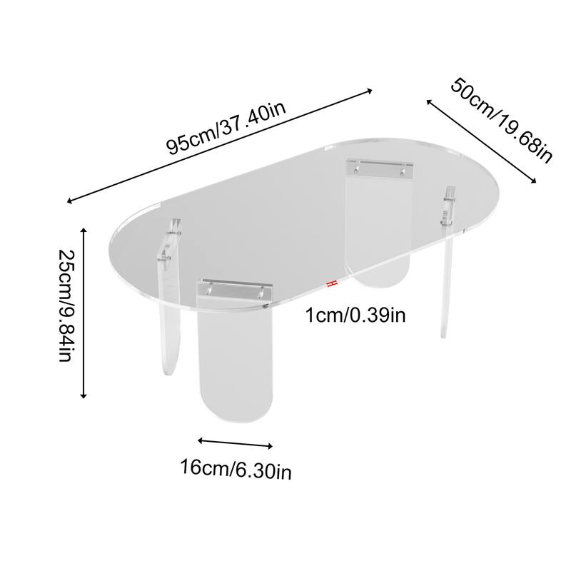Clear Acrylic Coffee Table Iridescent Colorful Side Table Rainbow Color with PVC Mat