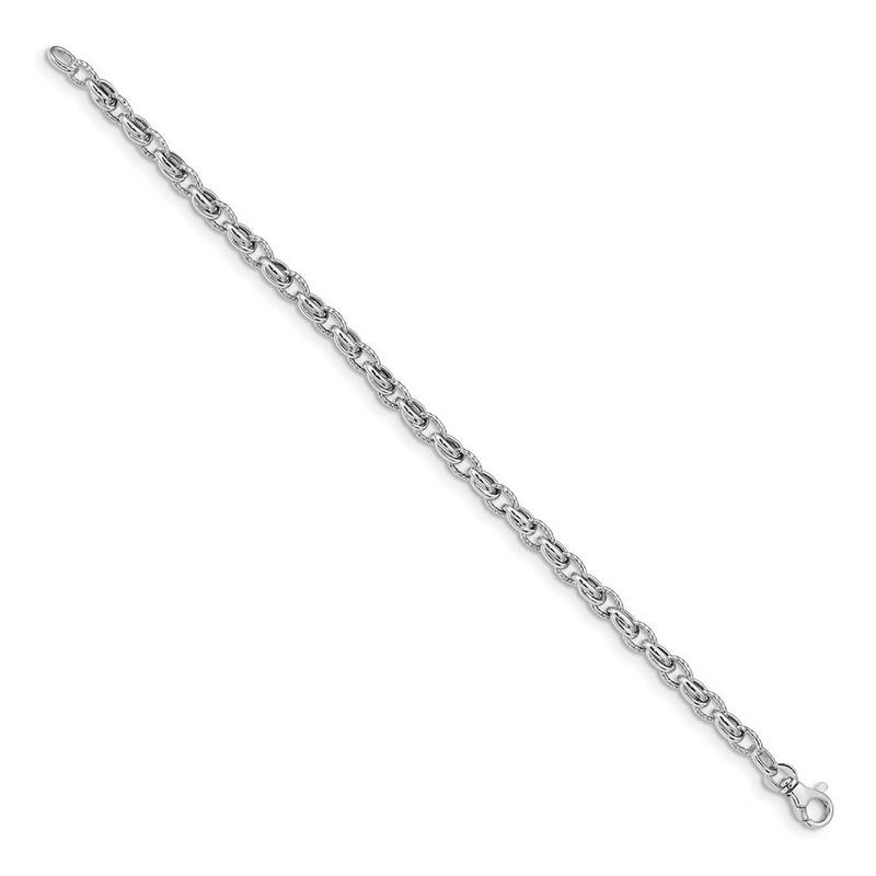 Curata 14k White Gold Polished Fancy Link Bracelet 7.5 Inch
