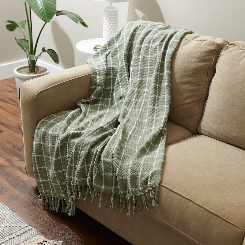 DII Checked Plaid Decorative Throw