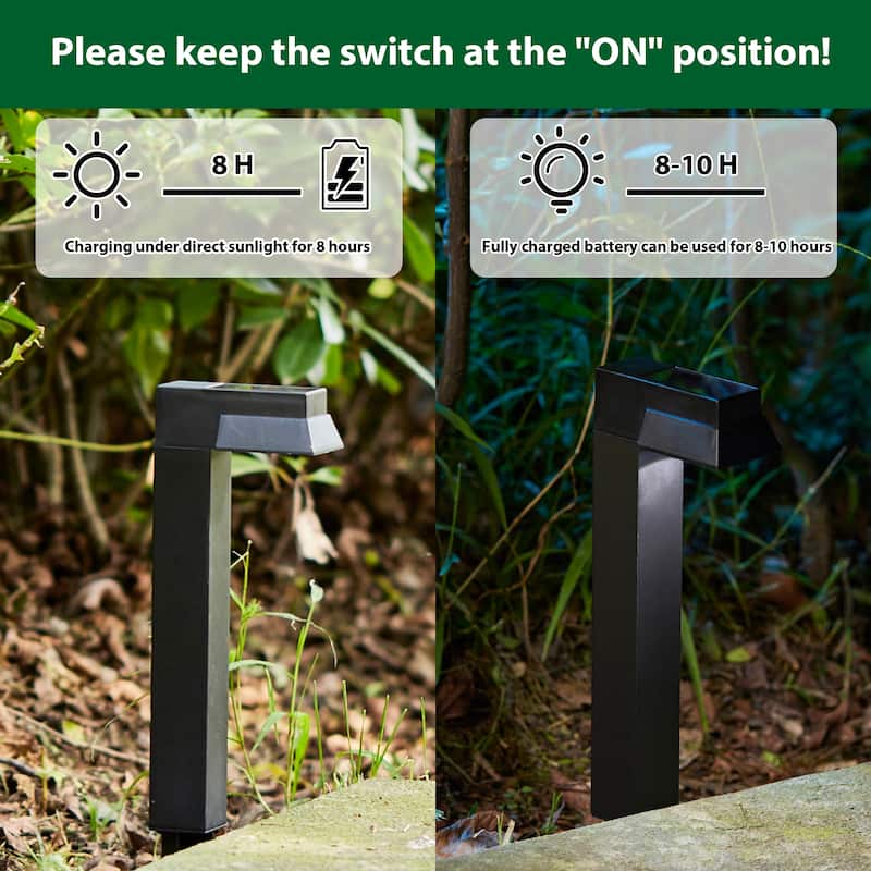 Glitzhome 15"H Set of 6 Solar Powered SMD LED Pathway Ground Light - Black