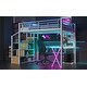 preview thumbnail 5 of 16, Full Metal Loft Bed with Workstation, Wardrobe & LED