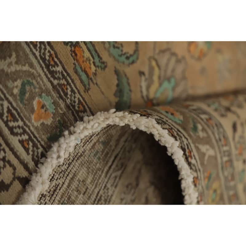 Hand Knotted Oriental 100% Wool Carpet Traditional Floral Oranges & Rust Tabriz Area Rug - 11' 9'' X 8' 5''