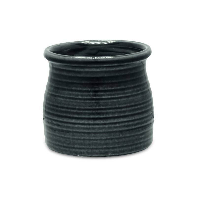 Kifon Curved Ceramic Ceramic Pot - Dark Gray - Medium