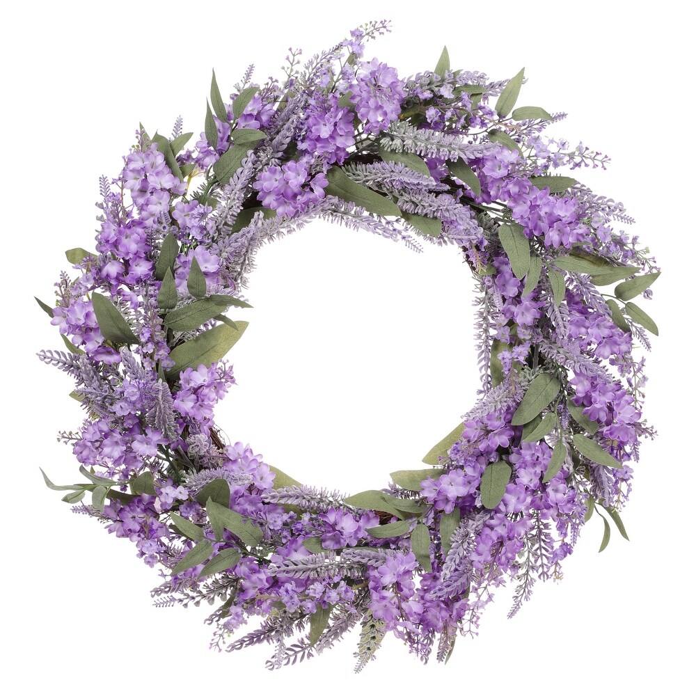 Purple Wreath, Unique Small Lilac and Green Indoor Wreath Flowers