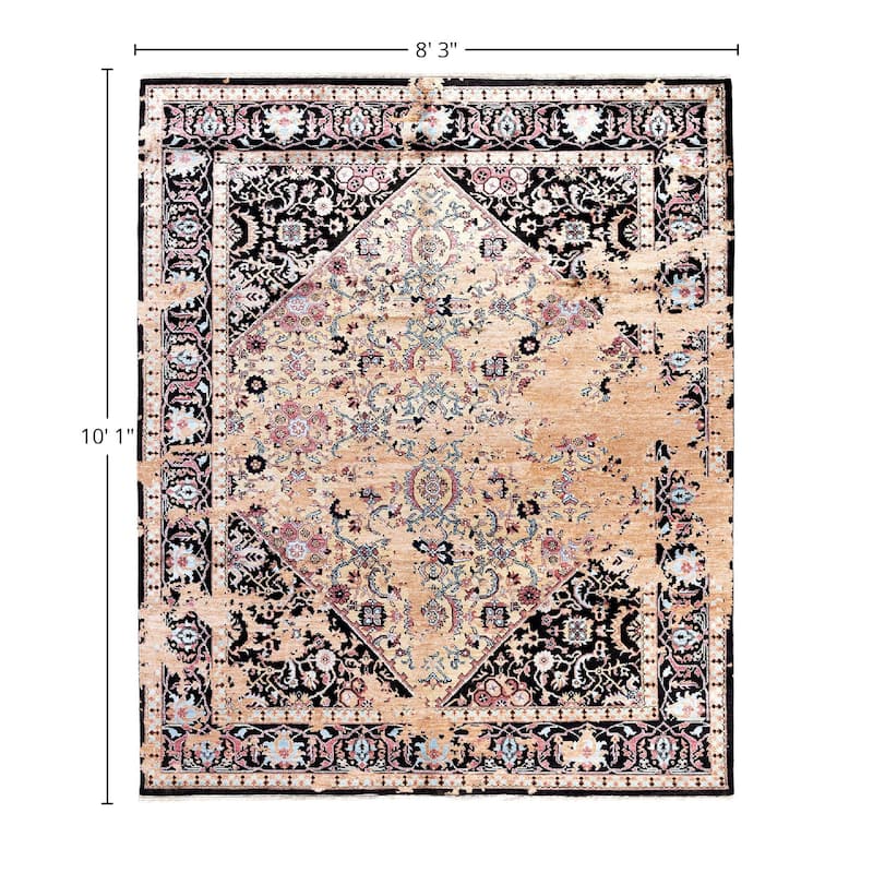 Ikat One-of-a-Kind Hand-Knotted Area Rug, Black - 8' 3" x 10' 1"