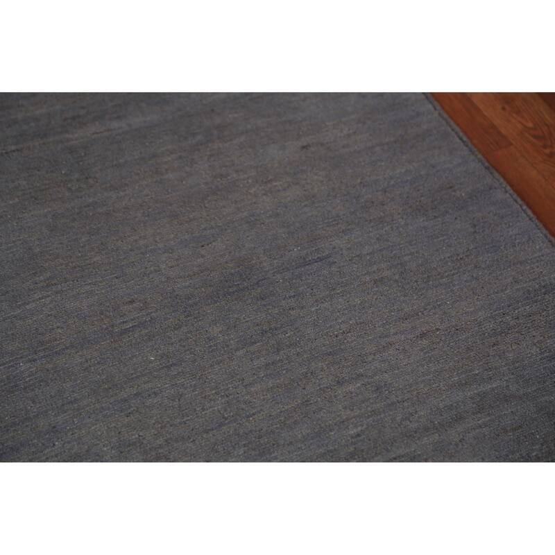 Blue & Gray Modern Gabbeh Runner Rug Handmade Wool Carpet - 2'10" x 9'7"