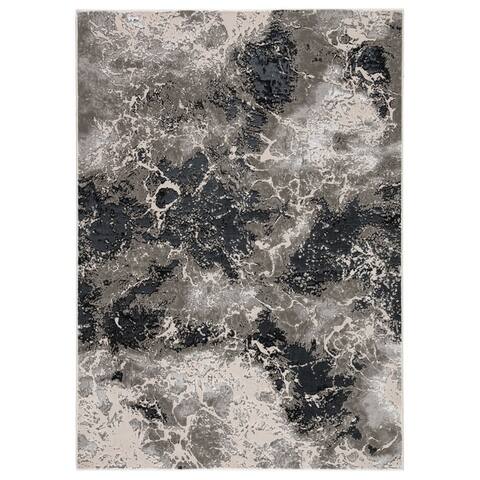 Silver Orchid Pugo Abstract Black/ Gray Area Rug