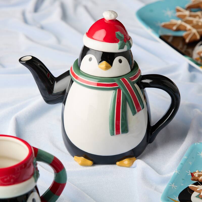Certifed International Christmas Whimsy Penguin 3-D Teapot - 7.75 L x 4.875 W x 8