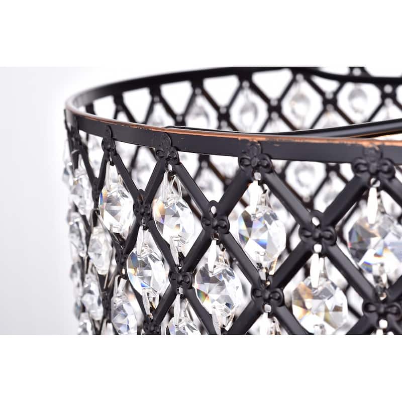 Oil Rubbed Bronze 4-Light Round Beaded Drum Chandelier with Crystals Hanging - Oil Rubbed Bronze