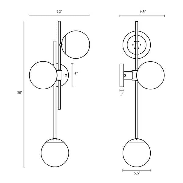 dimension image slide 4 of 5, Bola Modern Gold 3-Light Chandelier Wall Sconce Textured Glass Bathroom Vanity Light