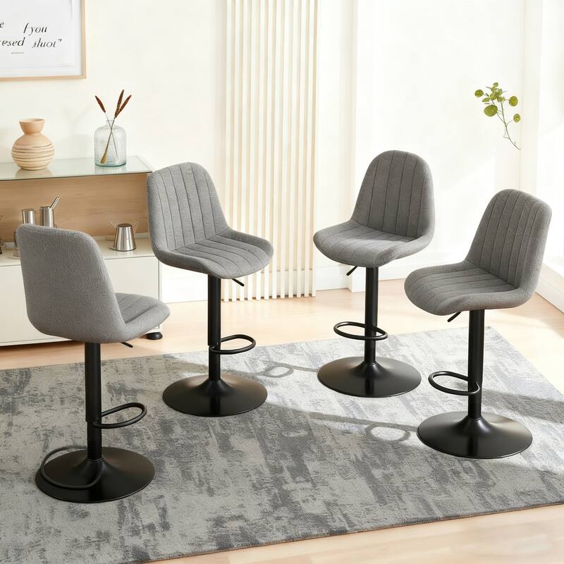 Swivel Bar Stools with Adjustable Height (35.03-43.7 Inches), Backrest, and Soft Knit Fabric - Bar Counter(Set of 2)