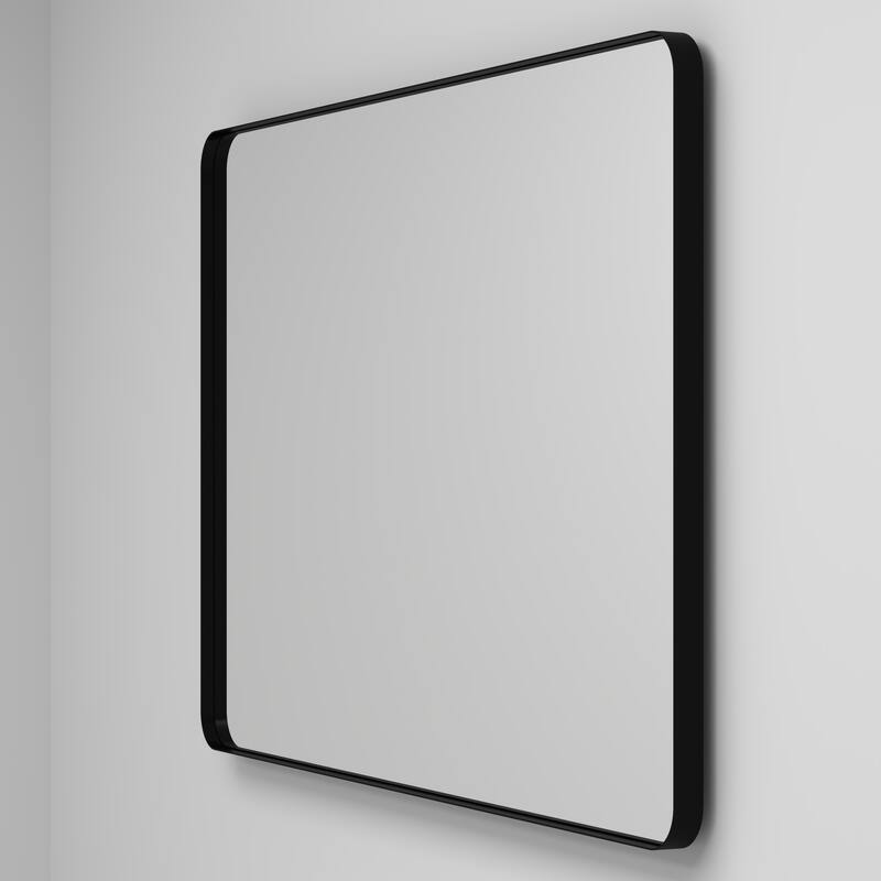 24 Inch Black Metal Framed Rectangular Tempered Bathroom Mirror for Wall - 35.63