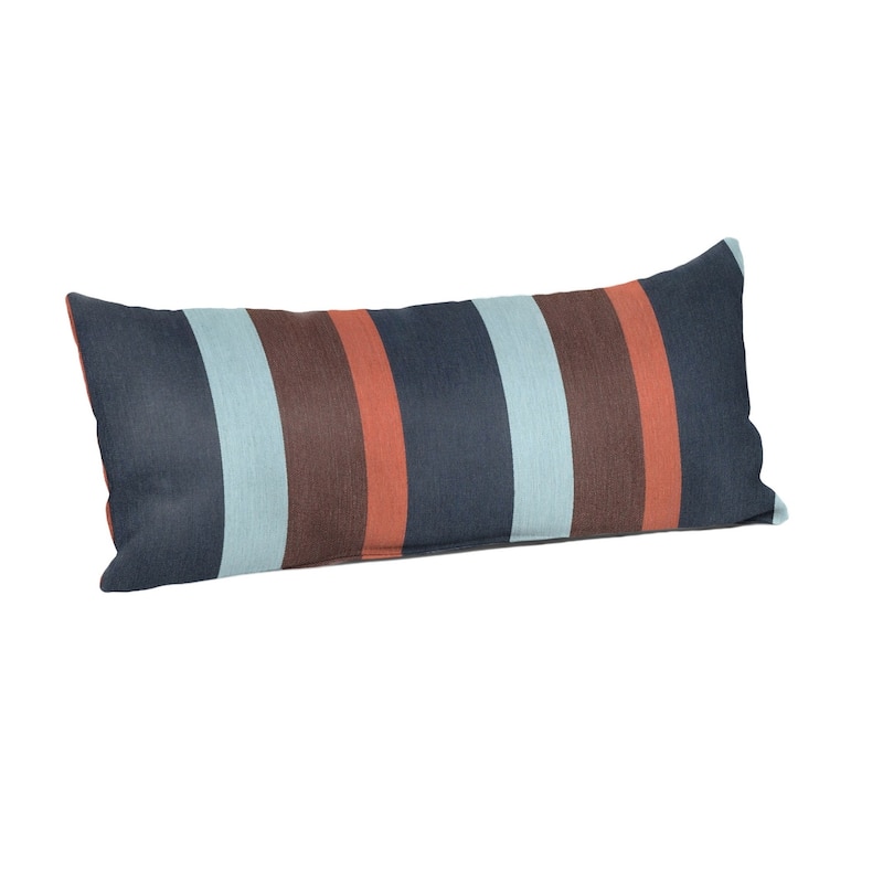 Sunbrella Stripe Fabric 1-Piece Indoor/Outdoor Lumbar Pillow, 22"W x 9"L, Maxim Classic - 22"W x 9"L