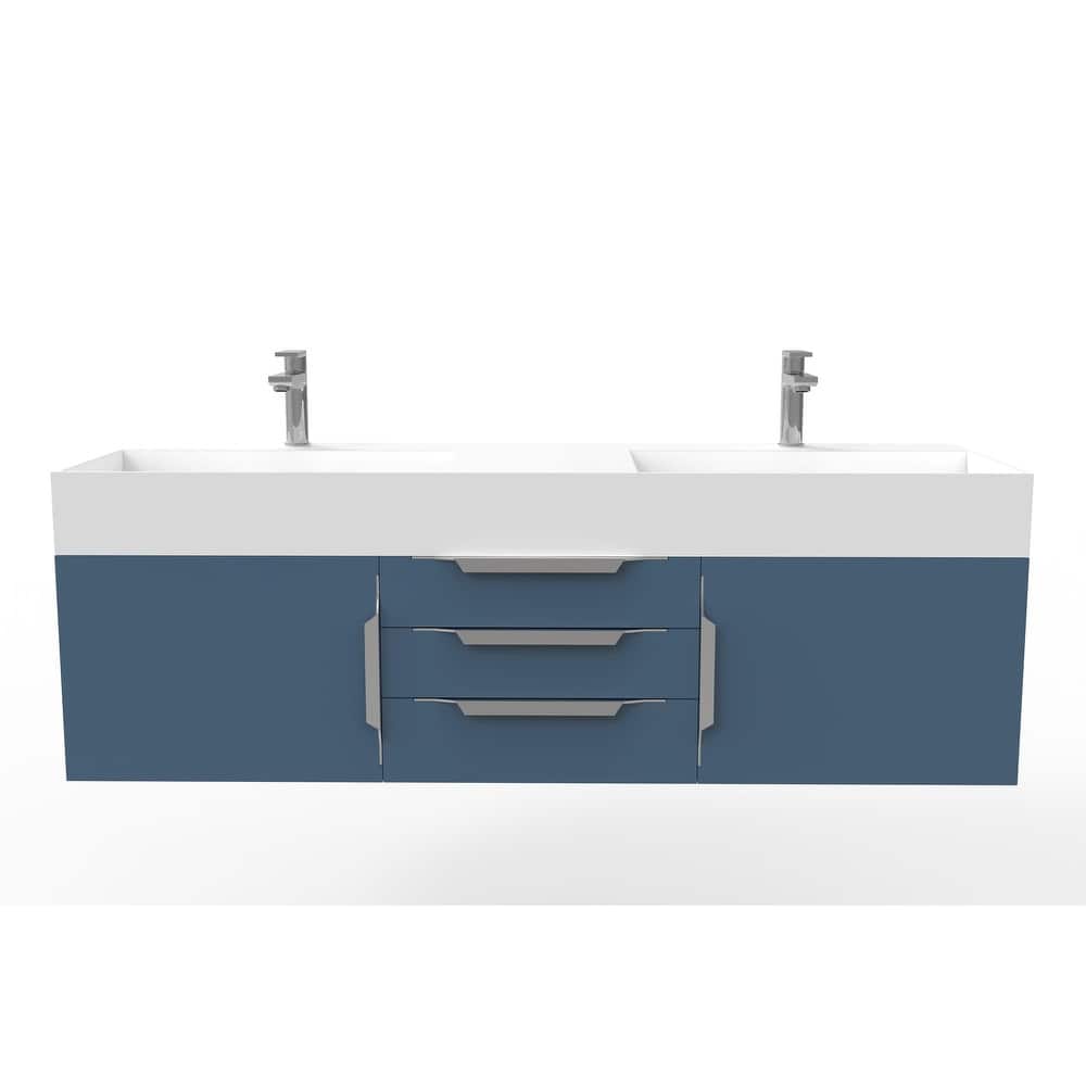 Amazon 60" Wall Mounted Bathroom Vanity Set w/ White Top