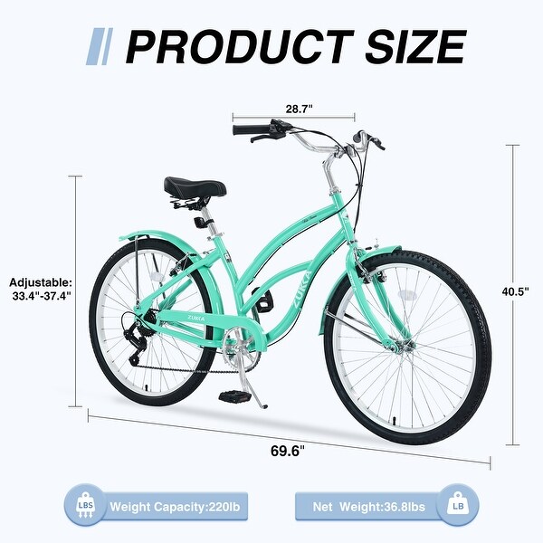 Shimano 7-Speed Cruiser Bike, 26-Inch Steel Frame Beach