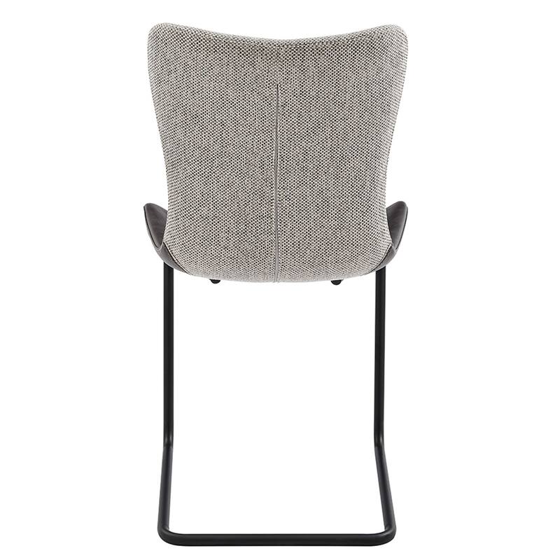 Juni Side Chair in Light Gray Fabric and Dark Gray Leatherette with Matte Black Base - Set of 2
