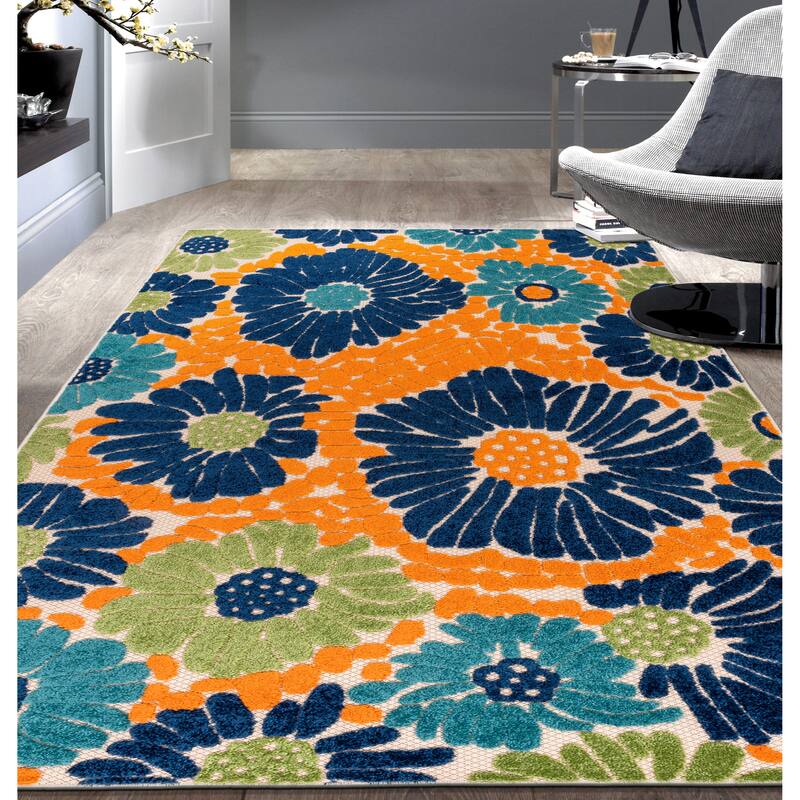 World Rug Gallery Palermo Modern Floral Indoor/Outdoor Area Rug