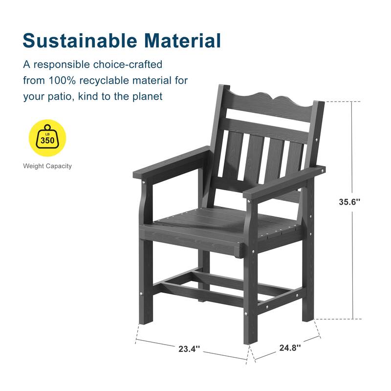 HIPS Patio Dining Chairs Ergonomic All-weather Patio Seats (Set of 2)