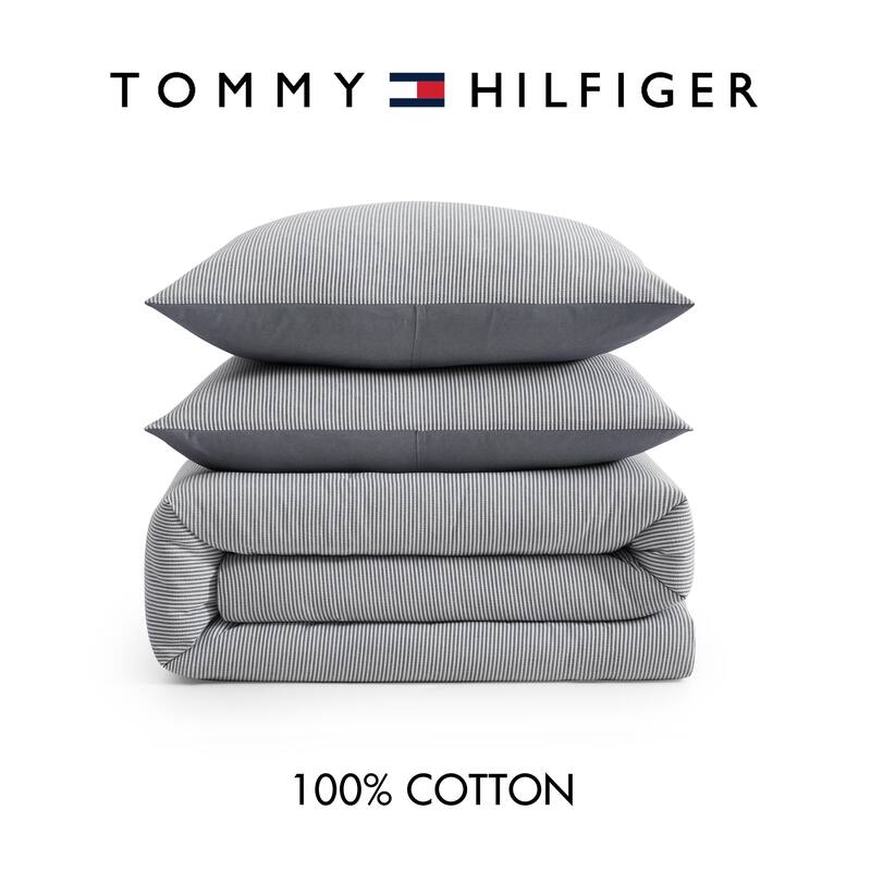 Tommy Hilfiger Sandbar Stripe Cotton Reversible Blue Comforter Set
