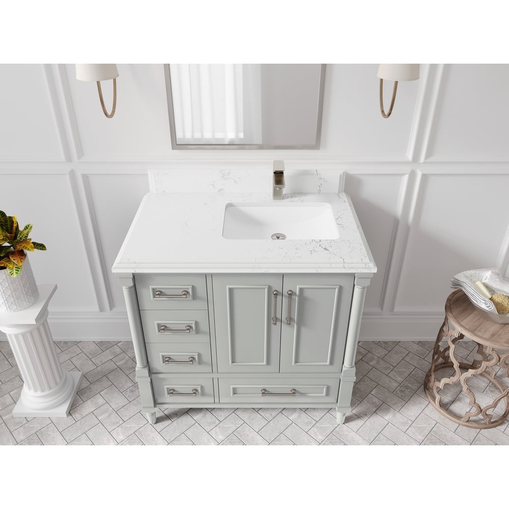 Willow Collections 36 in. W x 22 in. D Aberdeen Right Offset Sink Bathroom Vanity with Countertop